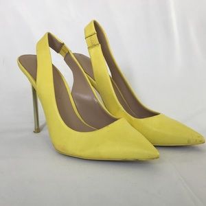 Yellow Sling Black Heels